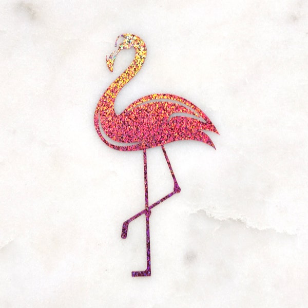 Flamingo in Pink Glitter Vinyl Decal / Sticker