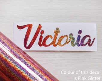 Personalized  Glitter Vinyl Name Decals -  Glitter Vinyl Stickers - Glitter Name Decal