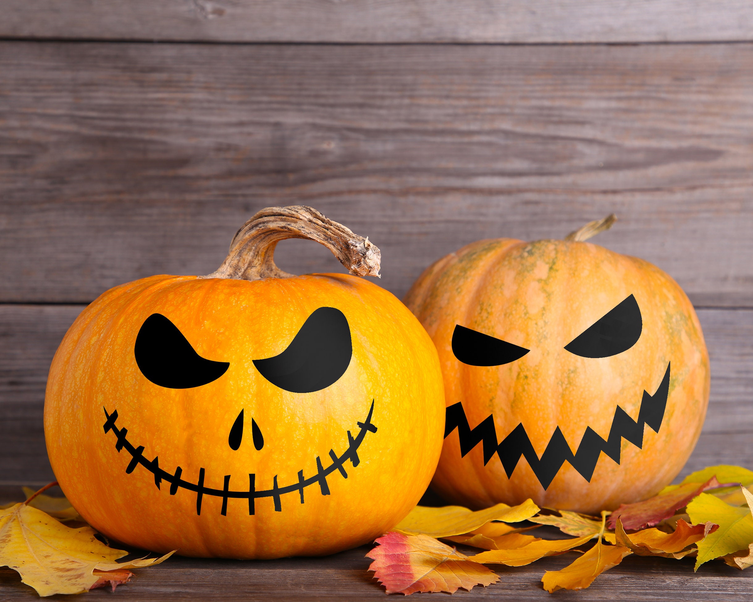 Halloween Pumpkin face vinyl decal sticker, Halloween front porch dec…
