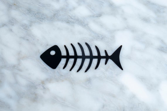 Fish Bone Vinyl Sticker / Black Fish Bone Vinyl Decal / Fish Bone