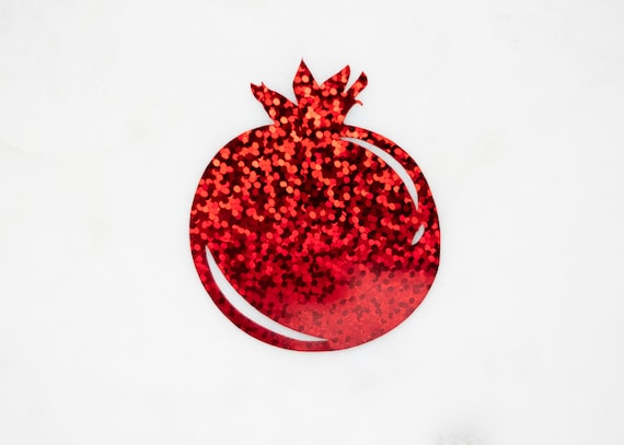 Pomegranate in Red Glitter Vinyl Decal / Sticker