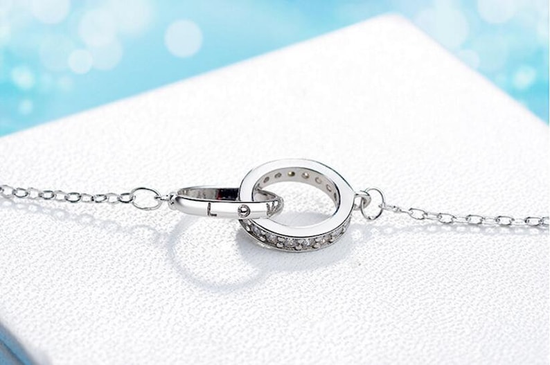 2 Rings necklace zircon Love 925 silver rhodinated or rover-gold