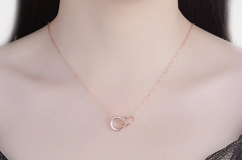 2 Rings necklace zircon Love 925 silver rhodinated or rover-gold