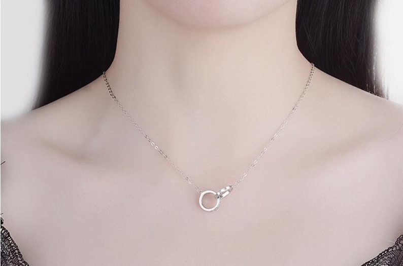 2 Rings necklace zircon Love 925 silver rhodinated or rover-gold