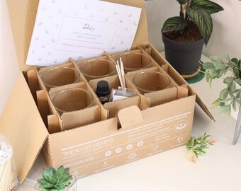 Candle Making Kit - Creme Caramel Candles. 5 Candle Glass Container Kit With Soy Wax | Cosy Owl