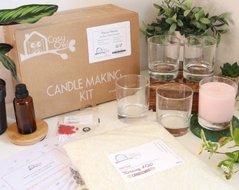 Candle Making Kit - Luxurious Peony Petals Candles. 5 Candle Glass Container Kit With Soy Wax