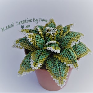 Sewing Succulents - a PDF tutorial to make colourful beaded succulents - using Delica, Treasure Beads or Round Seed Beads.