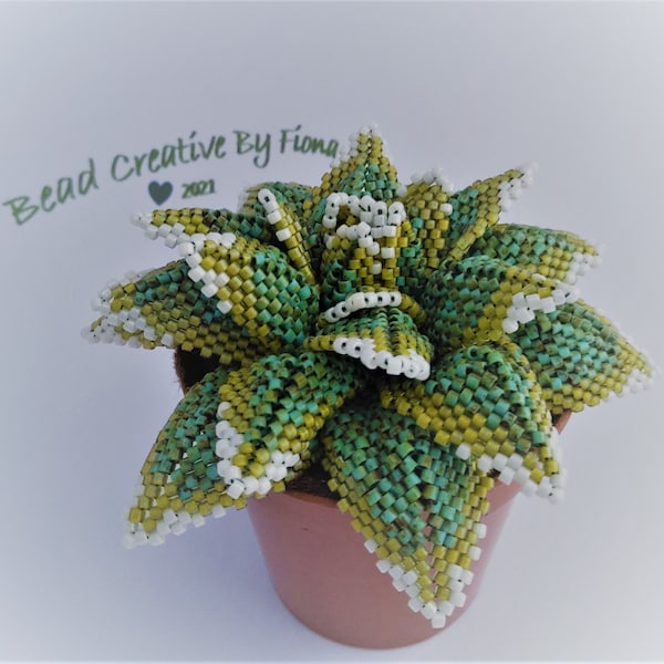 Sewing Succulents - a PDF tutorial to make colourful beaded succulents - using Delica, Treasure Beads or Round Seed Beads.