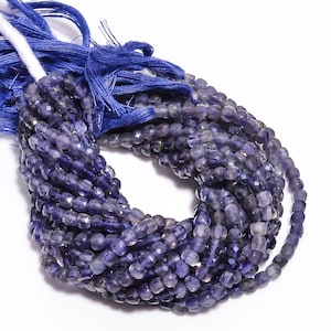 Iolite Gemstone Box Shape Faceted Beads 4X4X4 mm Strand 8&quot; Inched EB-298