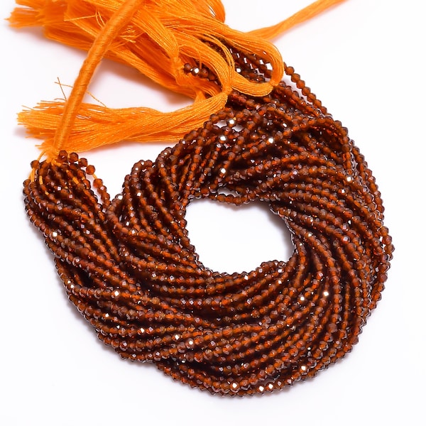 Beads 2mm Natural Mandarin Garnet Natural Gemstone Micro Faceted Round Rondelle Beads 33 cm Strand EB-83