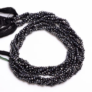 Perles d&#39;hématite naturelle Pierres précieuses naturelles 2-2,5 mm Perles Rondell rondes à facettes pour bijoux 12,5&quot; Strand ET-30