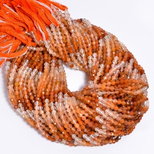 Micro Faceted Beads Natural Carnelian Shaded Gemstone Beads Round Faceted Beads 4X4 mm Strand 13&quot; AB-537 Faceted  For Women Jewelry Making