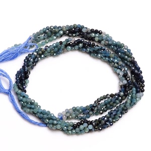 Natural Blue Tourmaline Shaded Beads 2.5-3 mm Natural Gemstone Micro Faceted Round Rondell Beads 12.5" Strand  Natural Tourmaline Beads