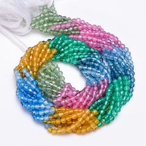 Multi Sapphire Quartz Gemstone Round Shape Faceted Beads 3X3mm Strand 8&quot; Inches EB-324