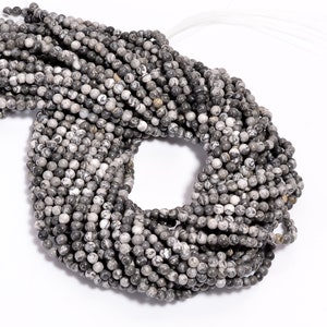 Natur Karte Stein Jaspis Edelstein Runde glatte Perlen 4x4.5 mm Strang 15" AB-591