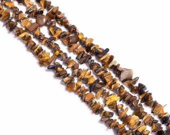 Tigerauge Chip Perlen Strang: Ungeschliffene Edelstein Schmuckherstellung (86cm)