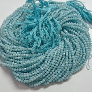 Natural Larimar Beads 3-3.5mm Micro Faceted Round Rondell Beads For Jewellery 12.5&quot; Strand
