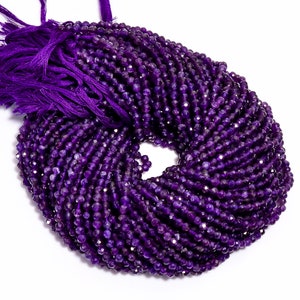 Natural African Amethyst Gemstone Round Faceted Beads 4X4 mm Strand 12.5&quot; Natural Gemstone Round Shape beads for craft and jewellery B-669