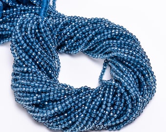 Facettierte London Blue Topas Perlen: 3 x 3 mm runder Edelsteinstrang (12,5 "Zoll)