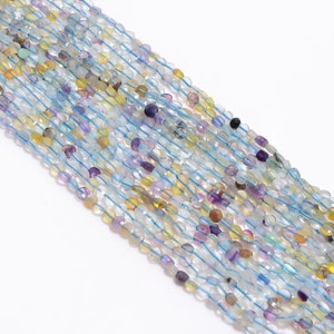 Naturale Blu Fluorite Gemstone Moneta Forma Perline Sfaccettate 4X4 mm Strand 13" GB-175