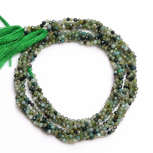 Cuentas de piedras preciosas de ágata de musgo natural, 2-2,5 mm 12,5 &quot;, cuentas microfacetadas, cuentas verdes para joyería y arte artesanal