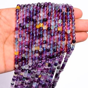 Natural Blue Fluorite Gemstone Round Faceted Beads 4X4 mm Strand 12.5&quot; Natural Gemstone Round Shape beads for craft and jewellery B-671