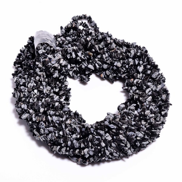 Flocon de neige Obsidian Chip Beads Strand, Semi Precious, Gemstone Chips, Perles, Bijoux Making Fancy Shape perles non coupées 5X4 8X6 mm Strand 34 »