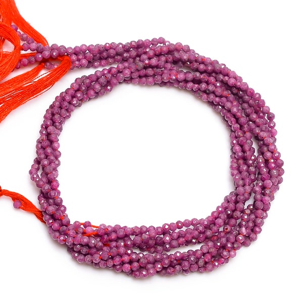 Natural Ruby Beads 2-2.5 mm 12.5" ,, Micro Faceted Round Rondell Beads ,, Natural Pink Ruby for Jewellery and Art Craft Making