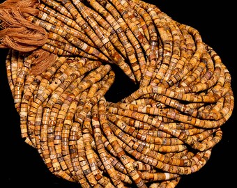Natural Picture Jasper Heishi Beads 4X2.5 mm, 12.5" Strand