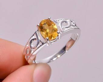 Citrine 925 Sterling Silver Ring Earring Set: Pave Zircon Jewelry