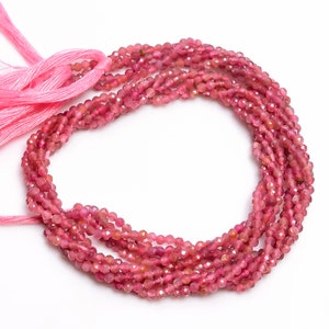 Natural Pink Tourmaline Beads 2-2.5 mm Natural Gemstone Faceted Round Rondell Beads 12.5&quot; Strand ET-56