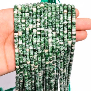 Natural Tree Agate Gemstone Heishi Shape Smooth Beads 4X2.5mm Strand 12.5&quot; Natural Gemstone Tyre Shape beads for craft and jewellery B-645