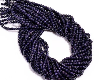 Natural Blue Sandstone Gemstone Round Smooth Beads 4-4.5 mm Strand 15" AB-616
