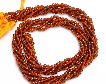 Details about / 175.00 Cts Natural Hessonite Garnet Round Shape Faceted Beads Necklace JK 34E184