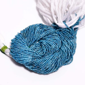 Micro Faceted Beads 100% Natural Blue Apatite Gemstone Round Beads 2X2mm Strand 13&quot; GB116