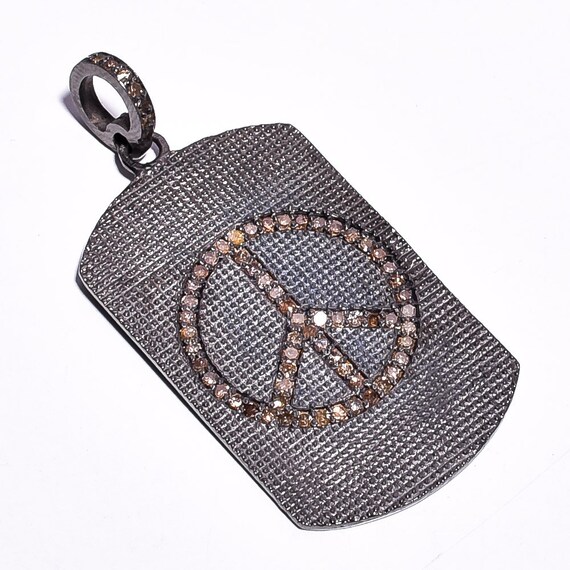 Pave Diamond Pendant Diamond Pendant 925 Sterling Silver Pave Designer Spinel /& Diamond PEACE SIGN Pendant Pave Pendant