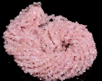 Rose Quartz Chip Beads Strand: Uncut Gemstone Jewelry Making (34")