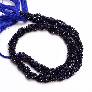 Perline di arenaria blu naturale 2-2,5 mm Perline rotonde sfaccettate con pietre preziose naturali 12,5&quot; Strand ET-31