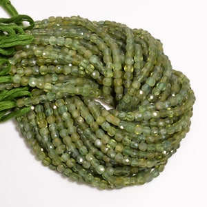 Natural Green Apatite Gemstone Box Shape Faceted Beads 4X4 mm Strand 8&quot; EB-526