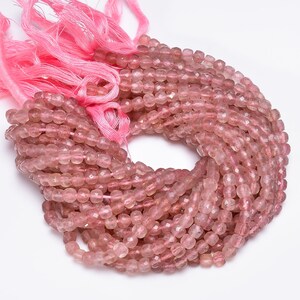 Strawberry Quartz Gemstone Box Shape Faceted Beads 5X5X5 mm Strand 8&quot; EB-321