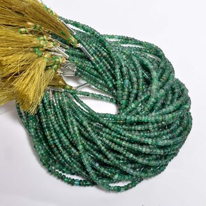 Micro Faceted Natural Green Emerald Gemstone Rondelle Smooth Beads 2.5X2.5mm Strand 8&quot; EB-425