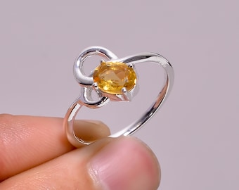 Conjunto de pendientes y anillo de citrino en plata de ley 925 - Joyería artesanal
