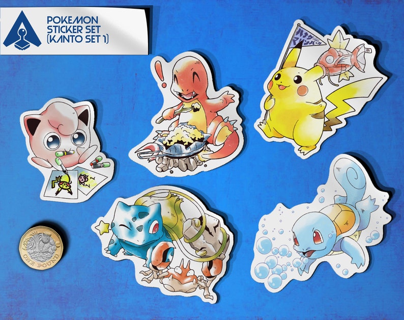 Pokémon Stickers (Kanto Set 1) Fan Art Pokemon Pikachu Charmander Sticker Video Games Laptop Decal image 1