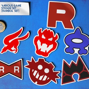 Various Game Stickers (Symbol Set) Fan Art Sonic Mario Team Rocket Bowser Video Games Sticker Laptop Decal