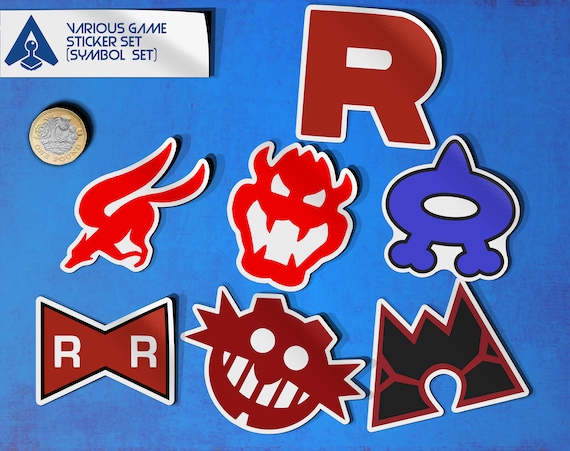 Various Game Stickers (Symbol Set) Fan Art Sonic Mario Team Rocket Bowser Video Games Sticker Laptop Decal