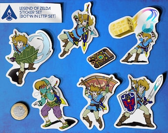 Legend of Zelda Stickers (BOTW in LTTP Set) Fan Art / Legend of Zelda / Link / Breath of the Wild / Sticker / Video Games / Geek / Nerd