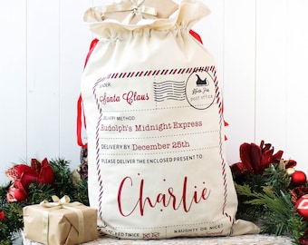 Personalised Christmas Sack, Santa Sack, Large, Custom Santa Sack, Christmas gifts, girls, boys, kids, Stocking, Personalized gift ideas