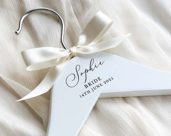 Wooden Engraved Bridal Wedding Dress Hangers, Bride Hanger, Personalised and Elegant Keepsake Gift for the Bride, Bridesmaids, Flower Girl