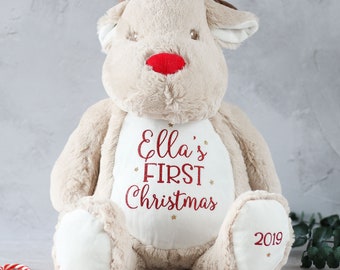 personalised reindeer teddy
