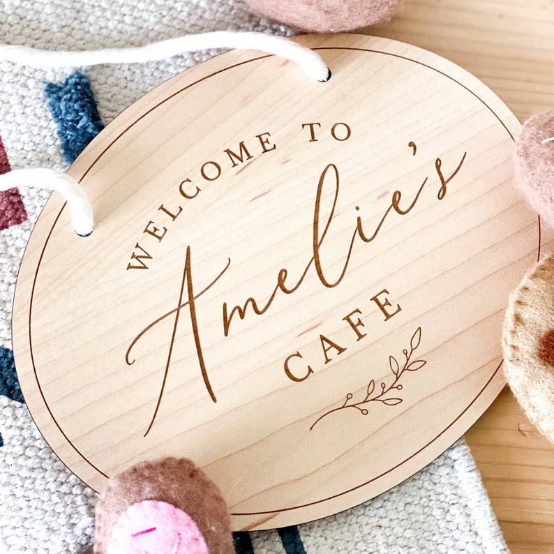 Personalised Play Cafe Sign for Child's Playroom, Laser Engraved Name ...